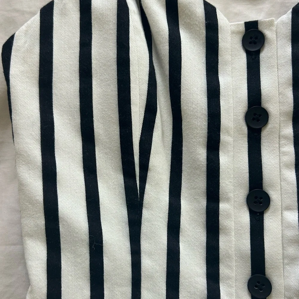 Alice + Olivia “Nella” Monochrome Black and White Striped Mini Dress- Sz 0 - Picture 11 of 12